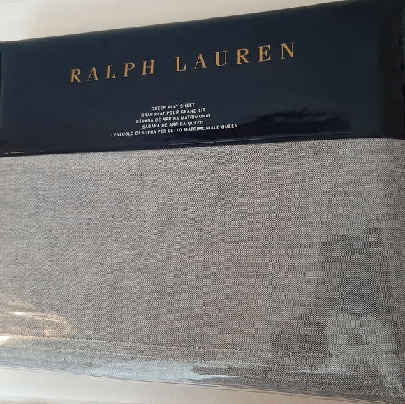 Ralph Lauren Queen Cary Oakview Flat Sheet Essex Blue MSRP $145 - Picture 8 of 10